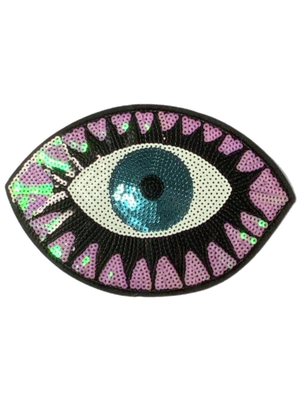 Large Evil Eye Sequin Iron On Patch Color Changing Pink Blue Boho Festival